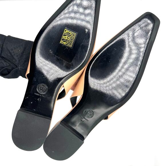 Versace Tan Patent leather Medusa-plaque slingback ballerina shoes IT 41 - Picture 10 of 14